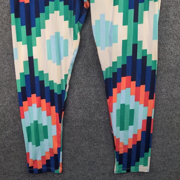 Lularoe TC2 Leggings Womens Blue Green Geometric Pattern Polyester - Picture 7 of 11